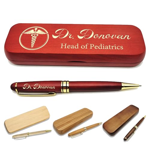 (1–3 Stifte-Set) Personalisierter Stift mit Monogrammetui, personalisierter gravierter Kugelschreiber mit personalisierter Hülle, personalisierte Stifte, Holzstift-Set für Anwälte, Ärzte, Lehrer von VUZUCOSH