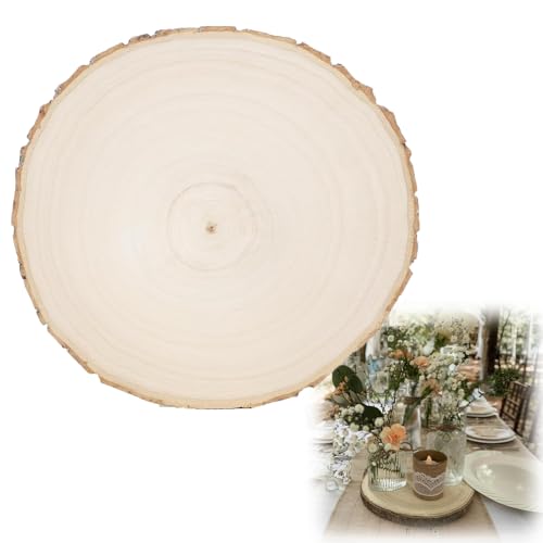 30-35 CM Holzscheiben Durchmesser, Holzplatte Rund Baumscheiben, 1,5cm Dicke Holzscheibe für Hochzeit Tischdeko, Weihnachten Dekoration, Basteln Weihnachten Ornamente DIY Handwerk - 1 Stück von VVHFXD