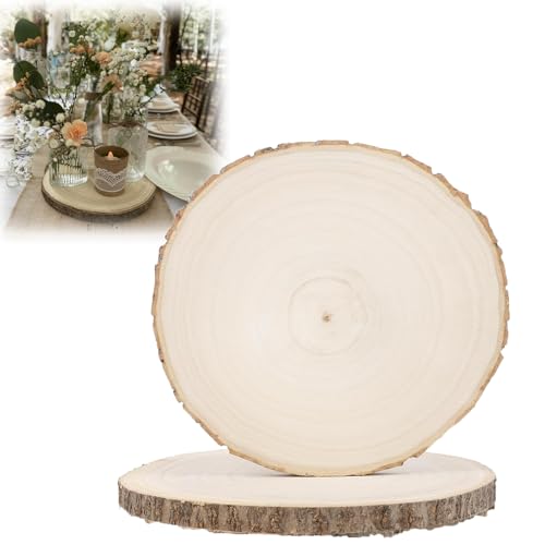 30-35 CM Holzscheiben Durchmesser, Holzplatte Rund Baumscheiben, 1,5cm Dicke Holzscheibe für Hochzeit Tischdeko, Weihnachten Dekoration, Basteln Weihnachten Ornamente DIY Handwerk - 2 Stück von VVHFXD