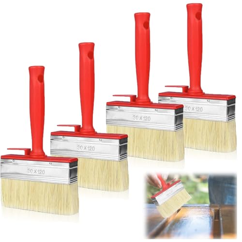 Flächenstreicher, Kunststoffborsten Wandpinsel, Lasurpinsel, Malerpinsel, Pinsel, Flachpinsel Set für LöSemittelhaltige Lacke, Lasuren, Holzöl, Wand, Möbel, Zaun Holz Malen - 4 Stück 120mm x 30mm Flächenstreicher, Kunststoffborsten Wandpinsel, Lasurpinsel, Malerpinsel, Pinsel, Flachpinsel Set für LöSemittelhaltige Lacke, Lasuren, Holzöl, Wand, Möbel, Zaun Holz Malen - 4 Stück 120mm x 30mm von VVHFXD