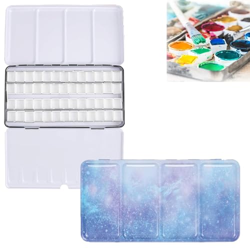 Leere Aquarellpalette Malkasten Aquarellkasten, Palette Farbkasten mit 52 Pcs Hälfte Pfannen, Wassermalkasten für Nasspaletten, Aquarellfarbe, Gunst malerei, DIY Kunst - Großes Sterne 22 x 11cm Leere Aquarellpalette Malkasten Aquarellkasten, Palette Farbkasten mit 52 Pcs Hälfte Pfannen, Wassermalkasten für Nasspaletten, Aquarellfarbe, Gunst malerei, DIY Kunst - Großes Sterne 22 x 11cm von VVHFXD