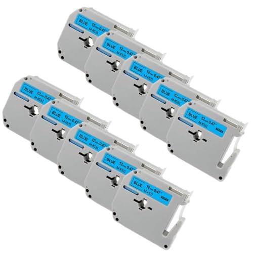 10 PCs 12 mm M Band MK231 MK221 kompatibel mit MK131 MK221 -Etikett Kompatibel mit PT 70 PT 80 -Etikettdrucker(Black on Blue) von VVHKMSIL