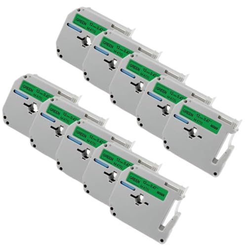 10 PCs 12 mm M Band MK231 MK221 kompatibel mit MK131 MK221 -Etikett Kompatibel mit PT 70 PT 80 -Etikettdrucker(Black on Green) von VVHKMSIL