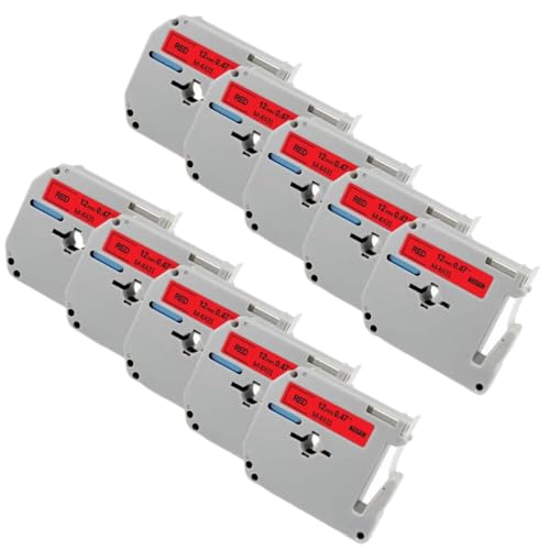 10 PCs 12 mm M Band MK231 MK221 kompatibel mit MK131 MK221 -Etikett Kompatibel mit PT 70 PT 80 -Etikettdrucker(Black on Red) von VVHKMSIL