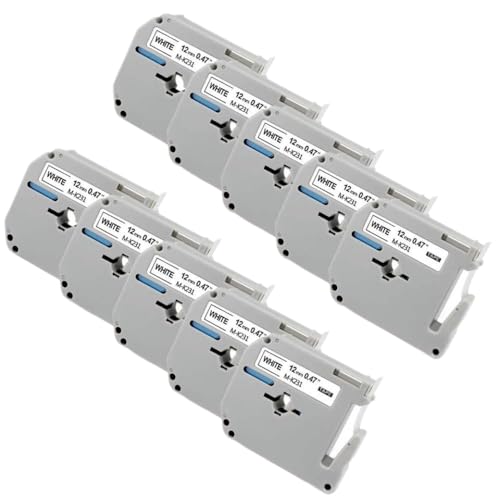 10 PCs 12 mm M Band MK231 MK221 kompatibel mit MK131 MK221 -Etikett Kompatibel mit PT 70 PT 80 -Etikettdrucker(Black on White) von VVHKMSIL