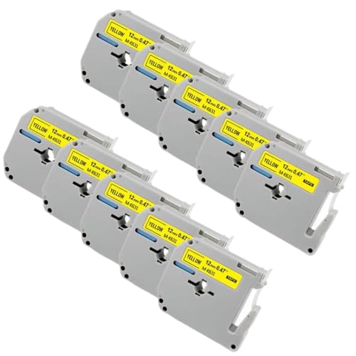 10 PCs 12 mm M Band MK231 MK221 kompatibel mit MK131 MK221 -Etikett Kompatibel mit PT 70 PT 80 -Etikettdrucker(Black on Yellow) von VVHKMSIL