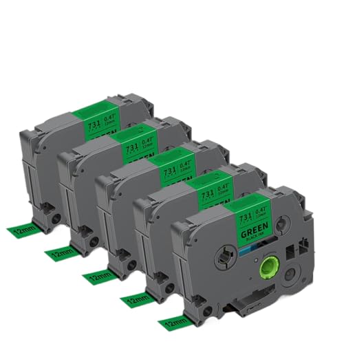 10 PCs kompatibel mit 12 mm Tze231 Tze431 Tze531 Tze631 Tze731 Schwarz auf weißem Etikettdrucker(Black on Green) von VVHKMSIL
