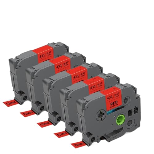 10 PCs kompatibel mit 12 mm Tze231 Tze431 Tze531 Tze631 Tze731 Schwarz auf weißem Etikettdrucker(Black on Red) von VVHKMSIL