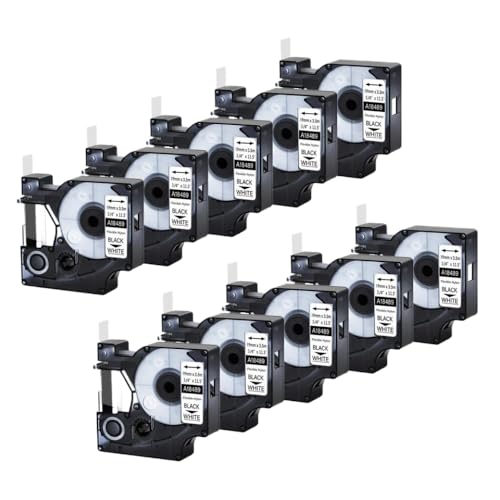 10pcs 19mm flexible Nylonbezeichnungen kompatibel mit 18488 18490 Schwarz auf weißen gelben Etikettenbändern Kompatibel mit Drucker(Black on White) von VVHKMSIL