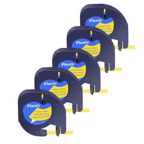 10pcs Etikettenbänder kompatibel mit Letra Tag A91333 A91223 A91203 12mm Ribbon funktioniert mit Plus LT100H Maker(Yellow) von VVHKMSIL