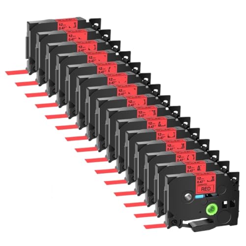 15 PCs schwarz auf rotem Etikettband, kompatibel mit TZ Tze431 12mm Standard Laminated Ribbon funktioniert mit PT-D450-Drucker von VVHKMSIL
