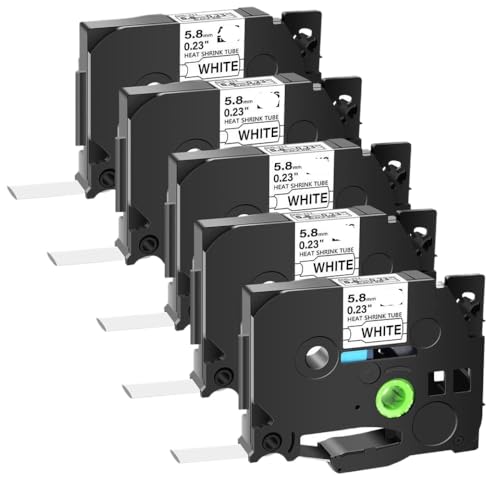5 PCs Wärmeschrumpfrohre 5,8 mm kompatibel mit HSE-2111-Etikettenband Schwarz auf weiß von VVHKMSIL