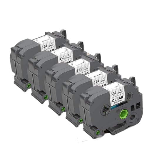 5 Stücke, die mit Tze251 Schwarz auf weißem 24-mm-Laminat-Etikett Tze 251 Übereinstimmung Kompatibel mit PT-D600-Etiketthersteller kompatibel sind(Black on Clear) von VVHKMSIL