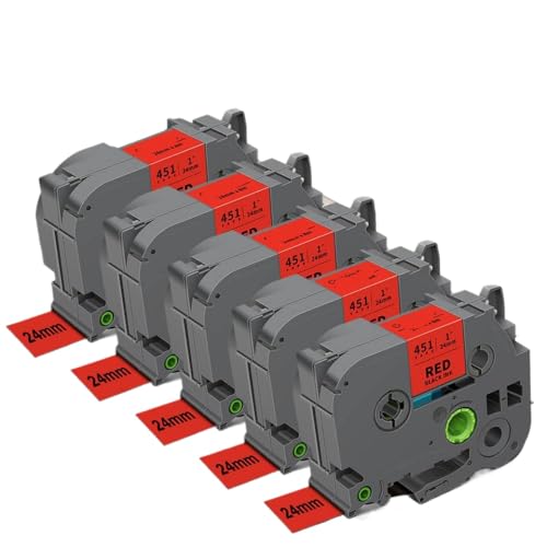 5 Stücke, die mit Tze251 Schwarz auf weißem 24-mm-Laminat-Etikett Tze 251 Übereinstimmung Kompatibel mit PT-D600-Etiketthersteller kompatibel sind(Black on Red) von VVHKMSIL