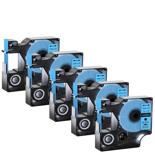 5pcs 45013 D1 Standardbänder kompatibel mit A45010 A45013 12mm Multicolor -Etikett -Band Kompatibel mit Labelmanager 100 120p Hersteller(Black on blue) von VVHKMSIL