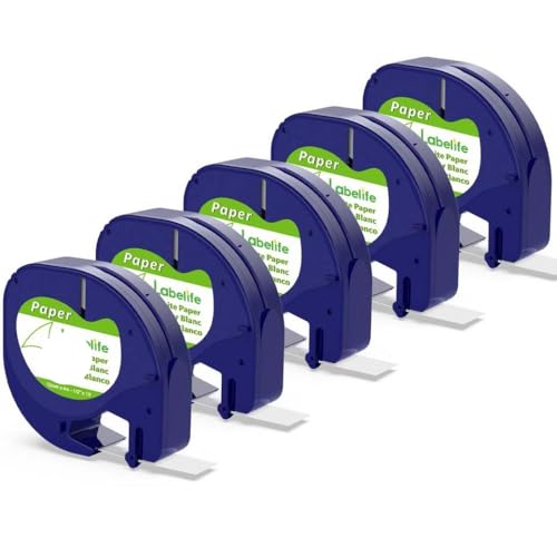 Universal Fit 12mm x 4m Weiß auf schwarzem Kunststoff -Etikett -Band, kompatibel mit LT100T LT100H LT200 Label Maker Nachfüllt schwarzes Klebeband nachzufüllen(Paper White) von VVHKMSIL
