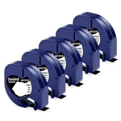 Universal Fit 12mm x 4m Weiß auf schwarzem Kunststoff -Etikett -Band, kompatibel mit LT100T LT100H LT200 Label Maker Nachfüllt schwarzes Klebeband nachzufüllen(White on Black) von VVHKMSIL