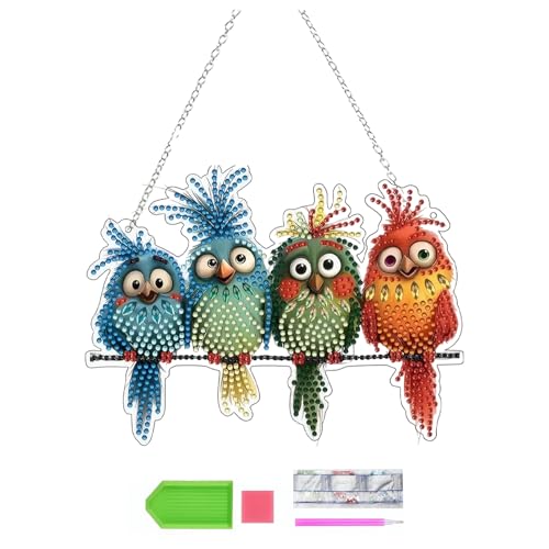 VVQWCY DIY Diamond Painting Anhänger, Tiere Hängend Vogel Fensterbilder mit Kette, 5D Diamant Painting Bilder Kinder für Fenster Wand und Eingang Decor VVQWCY DIY Diamond Painting Anhänger, Tiere Hängend Vogel Fensterbilder mit Kette, 5D Diamant Painting Bilder Kinder für Fenster Wand und Eingang Decor von VVQWCY
