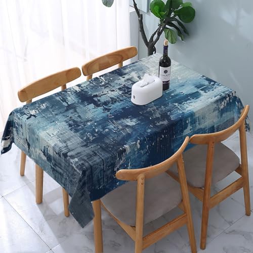VVTDESA Abstrakte blaue bedruckte Tischdecke, 137 x 183 cm, rechteckig, Stoff, Tischdecke, waschbar, Dekoration, Tischdecke für Esstische, Party, Buffet, Camping VVTDESA Abstrakte blaue bedruckte Tischdecke, 137 x 183 cm, rechteckig, Stoff, Tischdecke, waschbar, Dekoration, Tischdecke für Esstische, Party, Buffet, Camping von VVTDESA