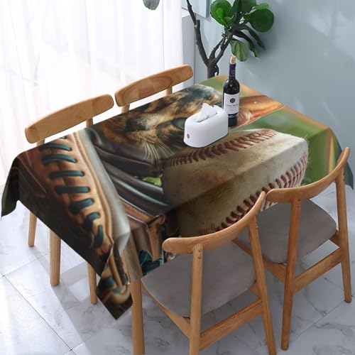 VVTDESA Bedruckte Baseball-Tischdecke, 137,2 x 183,9 cm, rechteckig, Stoff, waschbar, Dekoration, Tischdecke für Esstische, Party, Buffet, Camping VVTDESA Bedruckte Baseball-Tischdecke, 137,2 x 183,9 cm, rechteckig, Stoff, waschbar, Dekoration, Tischdecke für Esstische, Party, Buffet, Camping von VVTDESA