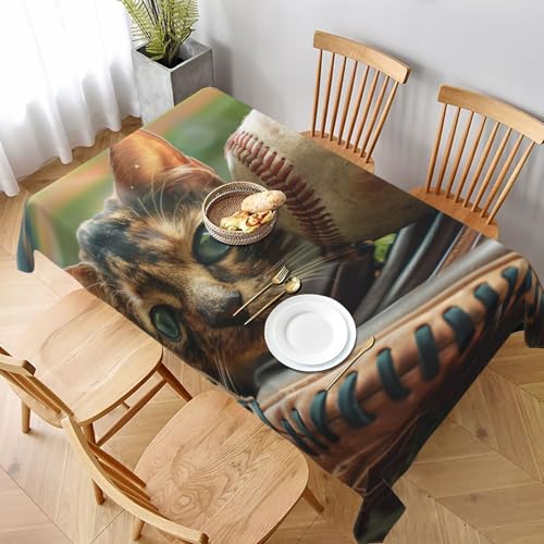 VVTDESA Bedruckte Baseball-Tischdecke, 152,4 x 228,6 cm, rechteckig, Stoff, waschbar, Dekoration, Tischdecke für Esstische, Party, Buffet, Camping VVTDESA Bedruckte Baseball-Tischdecke, 152,4 x 228,6 cm, rechteckig, Stoff, waschbar, Dekoration, Tischdecke für Esstische, Party, Buffet, Camping von VVTDESA