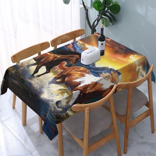 VVTDESA Bedruckte Tischdecke, Motiv: Laufende Pferde, 137 x 183 cm, rechteckig, waschbar, Dekoration, Tischdecke für Esstische, Party, Buffet, Camping VVTDESA Bedruckte Tischdecke, Motiv: Laufende Pferde, 137 x 183 cm, rechteckig, waschbar, Dekoration, Tischdecke für Esstische, Party, Buffet, Camping von VVTDESA