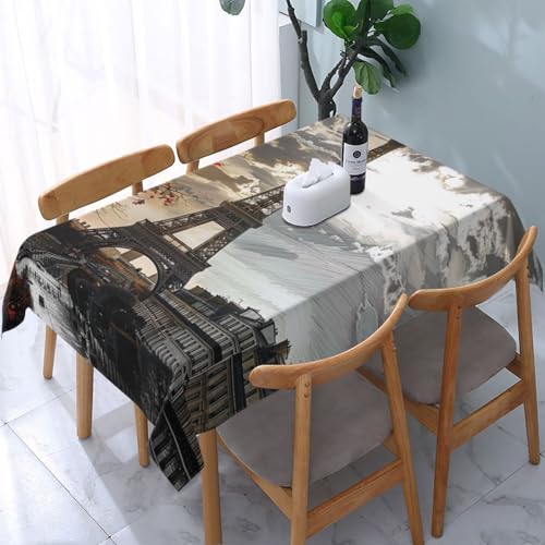 VVTDESA Bedruckte Tischdecke, Motiv: Paris, rechteckig, Stoff, waschbar, Dekoration, Tischdecke für Esstische, Party, Buffet, Camping, 137 x 183 cm VVTDESA Bedruckte Tischdecke, Motiv: Paris, rechteckig, Stoff, waschbar, Dekoration, Tischdecke für Esstische, Party, Buffet, Camping, 137 x 183 cm von VVTDESA