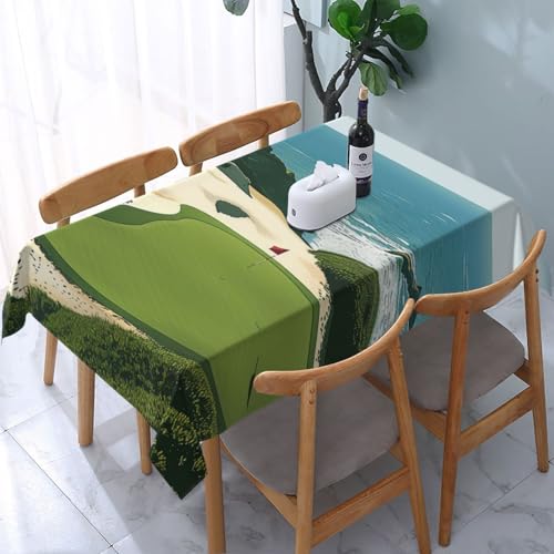 VVTDESA Bedruckte Tischdecke, Motiv: Strand, Golfplatz, 137 x 183 cm, rechteckig, waschbar, Dekoration, Tischdecke für Esstische, Party, Buffet, Camping VVTDESA Bedruckte Tischdecke, Motiv: Strand, Golfplatz, 137 x 183 cm, rechteckig, waschbar, Dekoration, Tischdecke für Esstische, Party, Buffet, Camping von VVTDESA