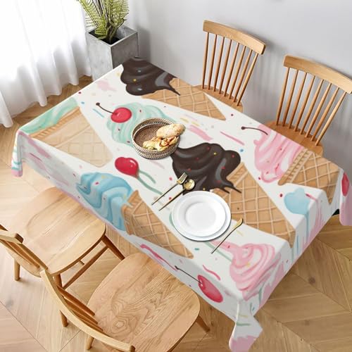 VVTDESA Bedruckte Tischdecke, Motiv: Sweet Ice Cream, 152,4 x 228,6 cm, rechteckig, Stoff, waschbar, Dekoration, Tischdecke für Esstische, Party, Buffet, Camping VVTDESA Bedruckte Tischdecke, Motiv: Sweet Ice Cream, 152,4 x 228,6 cm, rechteckig, Stoff, waschbar, Dekoration, Tischdecke für Esstische, Party, Buffet, Camping von VVTDESA