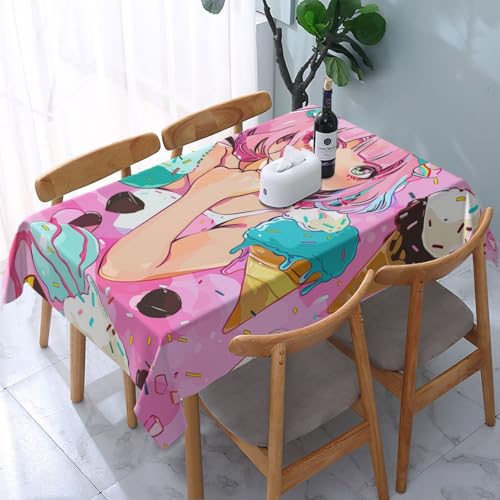 VVTDESA Bedruckte Tischdecke, Motiv: Sweet Ice Cream, rechteckig, Stoff, waschbar, Dekoration, Tischdecke für Esstische, Party, Buffet, Camping, 137 x 183 cm VVTDESA Bedruckte Tischdecke, Motiv: Sweet Ice Cream, rechteckig, Stoff, waschbar, Dekoration, Tischdecke für Esstische, Party, Buffet, Camping, 137 x 183 cm von VVTDESA