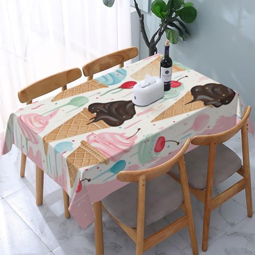 VVTDESA Bedruckte Tischdecke, Motiv: Sweet Ice Cream, rechteckig, Stoff, waschbar, Dekoration, Tischdecke für Esstische, Party, Buffet, Camping, 137 x 183 cm VVTDESA Bedruckte Tischdecke, Motiv: Sweet Ice Cream, rechteckig, Stoff, waschbar, Dekoration, Tischdecke für Esstische, Party, Buffet, Camping, 137 x 183 cm von VVTDESA