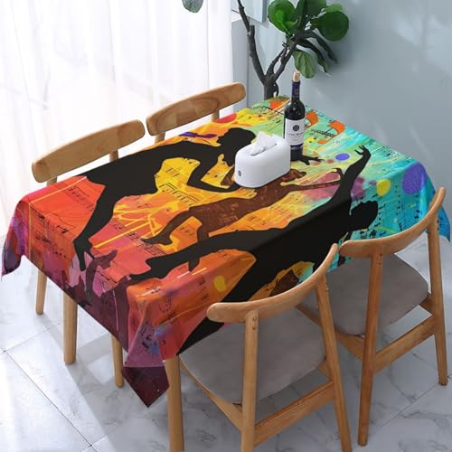 VVTDESA Bedruckte Tischdecke, Motiv: Tanz mit Musik, 137 x 183 cm, rechteckig, waschbar, Dekoration, Tischdecke für Esstische, Party, Buffet, Camping VVTDESA Bedruckte Tischdecke, Motiv: Tanz mit Musik, 137 x 183 cm, rechteckig, waschbar, Dekoration, Tischdecke für Esstische, Party, Buffet, Camping von VVTDESA