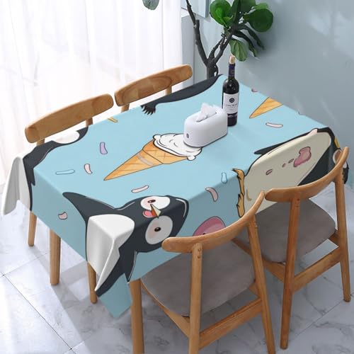 VVTDESA Bedruckte Tischdecke, Motiv: niedliche Pinguine, 137 x 183 cm, rechteckig, waschbar, Dekoration, Tischdecke für Esstische, Party, Buffet, Camping von VVTDESA