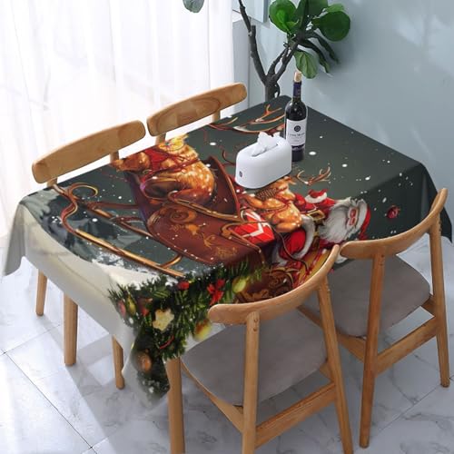 VVTDESA Bedruckte Tischdecke mit Aufschrift "Merry Christmas", 137 x 183 cm, rechteckig, waschbar, Dekoration, Tischdecke für Esstische, Party, Buffet, Camping VVTDESA Bedruckte Tischdecke mit Aufschrift "Merry Christmas", 137 x 183 cm, rechteckig, waschbar, Dekoration, Tischdecke für Esstische, Party, Buffet, Camping von VVTDESA
