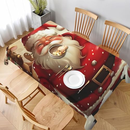 VVTDESA Bedruckte Tischdecke mit Aufschrift "Merry Christmas", 152,4 x 228,6 cm, rechteckig, waschbar, Dekoration, Tischdecke für Esstische, Party, Buffet, Camping VVTDESA Bedruckte Tischdecke mit Aufschrift "Merry Christmas", 152,4 x 228,6 cm, rechteckig, waschbar, Dekoration, Tischdecke für Esstische, Party, Buffet, Camping von VVTDESA