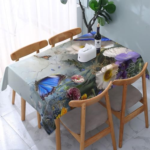 VVTDESA Bedruckte Tischdecke mit Blumen und Schmetterlingen, rechteckig, Stoff, waschbar, Dekoration, Tischdecke für Esstische, Party, Buffet, Camping, 137 x 183 cm VVTDESA Bedruckte Tischdecke mit Blumen und Schmetterlingen, rechteckig, Stoff, waschbar, Dekoration, Tischdecke für Esstische, Party, Buffet, Camping, 137 x 183 cm von VVTDESA