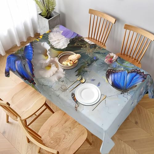 VVTDESA Bedruckte Tischdecke mit Blumen und Schmetterlingen, rechteckig, Stoff, waschbar, Dekoration, Tischdecke für Esstische, Party, Buffet, Camping, 152,4 x 228,6 cm VVTDESA Bedruckte Tischdecke mit Blumen und Schmetterlingen, rechteckig, Stoff, waschbar, Dekoration, Tischdecke für Esstische, Party, Buffet, Camping, 152,4 x 228,6 cm von VVTDESA