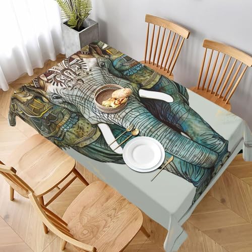 VVTDESA Bedruckte Tischdecke mit Elefantenmuster, 152,4 x 228,6 cm, rechteckig, waschbar, Dekoration, Tischdecke für Esstische, Party, Buffet, Camping VVTDESA Bedruckte Tischdecke mit Elefantenmuster, 152,4 x 228,6 cm, rechteckig, waschbar, Dekoration, Tischdecke für Esstische, Party, Buffet, Camping von VVTDESA