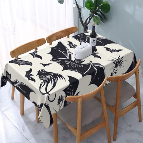 VVTDESA Bedruckte Tischdecke mit Fledermausmuster, 137 x 183 cm, rechteckig, waschbar, Dekoration, Tischdecke für Esstische, Party, Buffet, Camping von VVTDESA