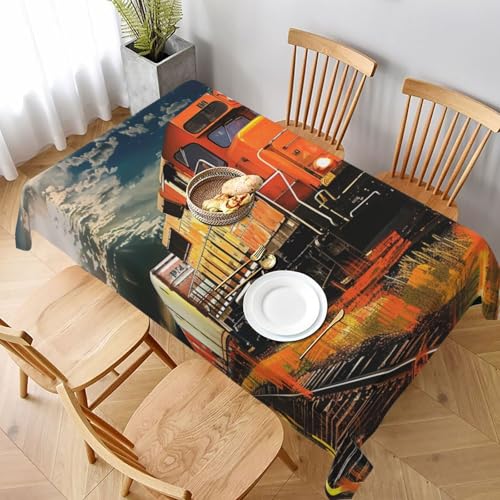 VVTDESA Bedruckte Tischdecke mit Güterzug, 152,4 x 228,6 cm, rechteckige Stoff-Tischdecke, waschbar, Dekoration, Tischdecke für Esstische, Party, Buffet, Camping VVTDESA Bedruckte Tischdecke mit Güterzug, 152,4 x 228,6 cm, rechteckige Stoff-Tischdecke, waschbar, Dekoration, Tischdecke für Esstische, Party, Buffet, Camping von VVTDESA