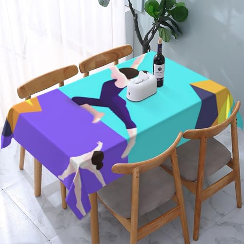 VVTDESA Bedruckte Tischdecke mit Gymnastikspiel, 137,2 x 183,9 cm, rechteckig, Stoff, waschbar, Dekoration, Tischdecke für Esstische, Party, Buffet, Camping VVTDESA Bedruckte Tischdecke mit Gymnastikspiel, 137,2 x 183,9 cm, rechteckig, Stoff, waschbar, Dekoration, Tischdecke für Esstische, Party, Buffet, Camping von VVTDESA