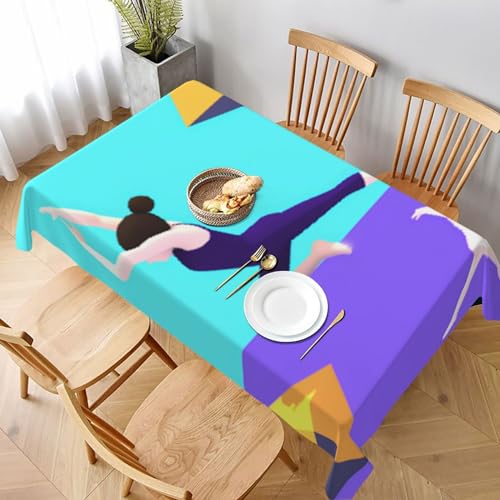VVTDESA Bedruckte Tischdecke mit Gymnastikspiel, 152,4 x 228,6 cm, rechteckig, Stoff, waschbar, Dekor-Tischdecke für Esstische, Party, Buffet, Camping VVTDESA Bedruckte Tischdecke mit Gymnastikspiel, 152,4 x 228,6 cm, rechteckig, Stoff, waschbar, Dekor-Tischdecke für Esstische, Party, Buffet, Camping von VVTDESA