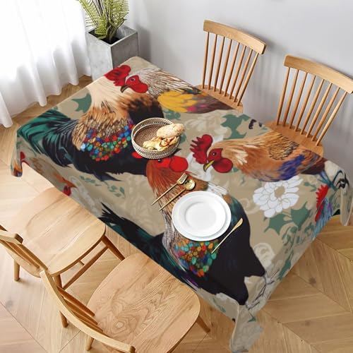 VVTDESA Bedruckte Tischdecke mit Hahn- und Huhn-Druck, 152,4 x 228,6 cm, rechteckig, waschbar, Dekoration, Tischdecke für Esstische, Party, Buffet, Camping VVTDESA Bedruckte Tischdecke mit Hahn- und Huhn-Druck, 152,4 x 228,6 cm, rechteckig, waschbar, Dekoration, Tischdecke für Esstische, Party, Buffet, Camping von VVTDESA