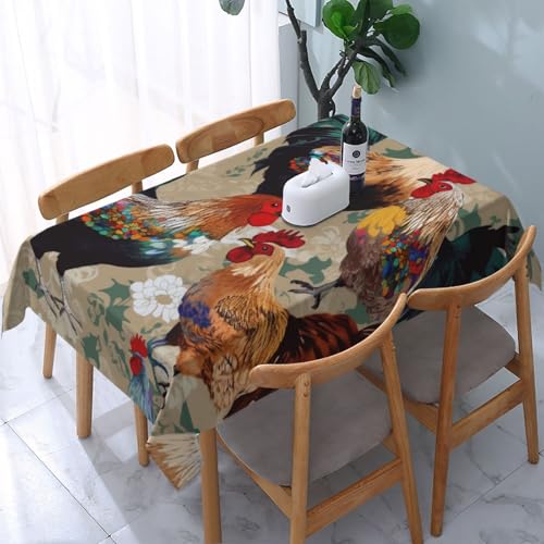 VVTDESA Bedruckte Tischdecke mit Hahn- und Huhn-Druck, rechteckig, Stoff, waschbar, Dekoration, Tischdecke für Esstische, Party, Buffet, Camping, 137 x 183 cm VVTDESA Bedruckte Tischdecke mit Hahn- und Huhn-Druck, rechteckig, Stoff, waschbar, Dekoration, Tischdecke für Esstische, Party, Buffet, Camping, 137 x 183 cm von VVTDESA
