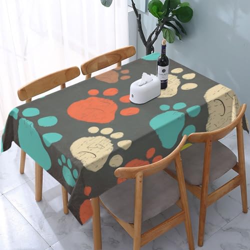 VVTDESA Bedruckte Tischdecke mit Hundepfoten-Aufdruck, rechteckig, Stoff, waschbar, Dekoration, Tischdecke für Esstische, Party, Buffet, Camping, 137 x 183 cm VVTDESA Bedruckte Tischdecke mit Hundepfoten-Aufdruck, rechteckig, Stoff, waschbar, Dekoration, Tischdecke für Esstische, Party, Buffet, Camping, 137 x 183 cm von VVTDESA