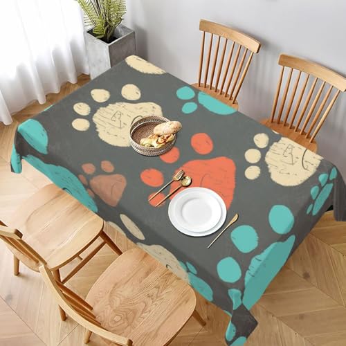 VVTDESA Bedruckte Tischdecke mit Hundepfotenabdruck, rechteckig, Stoff, waschbar, Dekoration, Tischdecke für Esstische, Party, Buffet, Camping, 152,4 x 228,6 cm VVTDESA Bedruckte Tischdecke mit Hundepfotenabdruck, rechteckig, Stoff, waschbar, Dekoration, Tischdecke für Esstische, Party, Buffet, Camping, 152,4 x 228,6 cm von VVTDESA