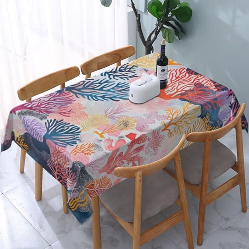 VVTDESA Bedruckte Tischdecke mit Korallenriff-Motiv, rechteckig, Stoff, waschbar, Dekoration, Tischdecke für Esstische, Party, Buffet, Camping, 137 x 183 cm VVTDESA Bedruckte Tischdecke mit Korallenriff-Motiv, rechteckig, Stoff, waschbar, Dekoration, Tischdecke für Esstische, Party, Buffet, Camping, 137 x 183 cm von VVTDESA