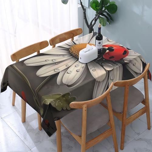 VVTDESA Bedruckte Tischdecke mit Marienkäfer-Druck, rechteckig, Stoff, waschbar, Dekoration, Tischdecke für Esstische, Party, Buffet, Camping, 137 x 183 cm VVTDESA Bedruckte Tischdecke mit Marienkäfer-Druck, rechteckig, Stoff, waschbar, Dekoration, Tischdecke für Esstische, Party, Buffet, Camping, 137 x 183 cm von VVTDESA