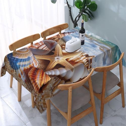 VVTDESA Bedruckte Tischdecke mit Muscheln am Strand, rechteckig, waschbar, dekorativ, Tischdecke für Esstische, Party, Buffet, Camping, 137 x 183 cm VVTDESA Bedruckte Tischdecke mit Muscheln am Strand, rechteckig, waschbar, dekorativ, Tischdecke für Esstische, Party, Buffet, Camping, 137 x 183 cm von VVTDESA