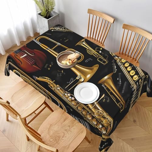 VVTDESA Bedruckte Tischdecke mit Musikinstrumenten, 152,4 x 228,6 cm, rechteckig, Stoff, waschbar, Dekoration, Tischdecke für Esstische, Party, Buffet, Camping VVTDESA Bedruckte Tischdecke mit Musikinstrumenten, 152,4 x 228,6 cm, rechteckig, Stoff, waschbar, Dekoration, Tischdecke für Esstische, Party, Buffet, Camping von VVTDESA